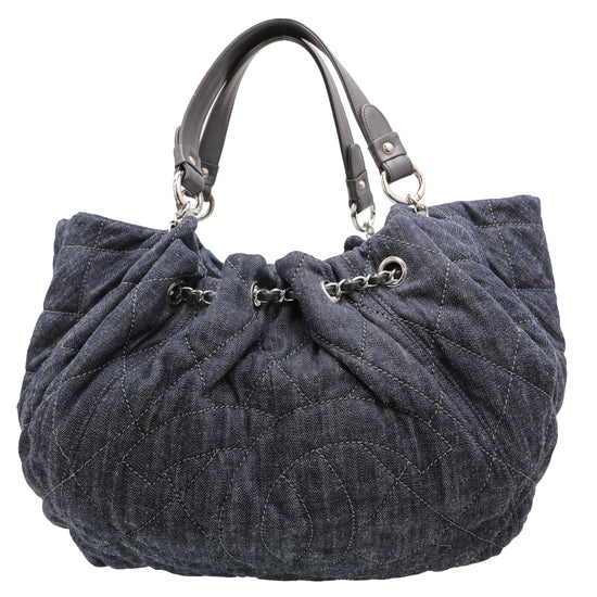 Chanel Dark Blue Denim CC Coco Cabas Spirit XL Bag