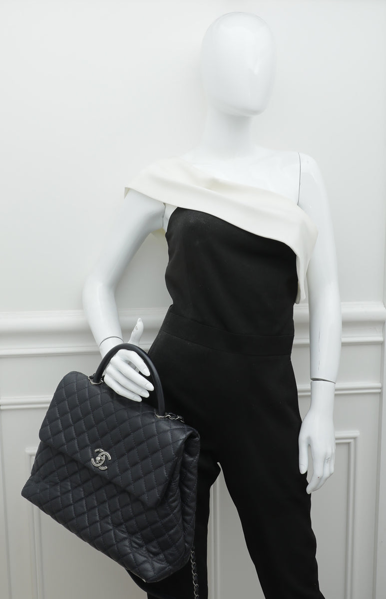 Chanel Navy Blue Coco Handle Maxi Bag – The Closet
