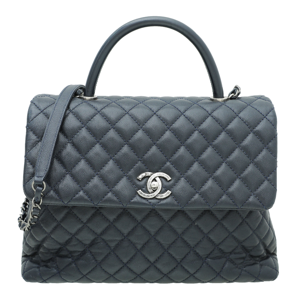 Chanel Navy Blue Coco Handle Maxi Bag