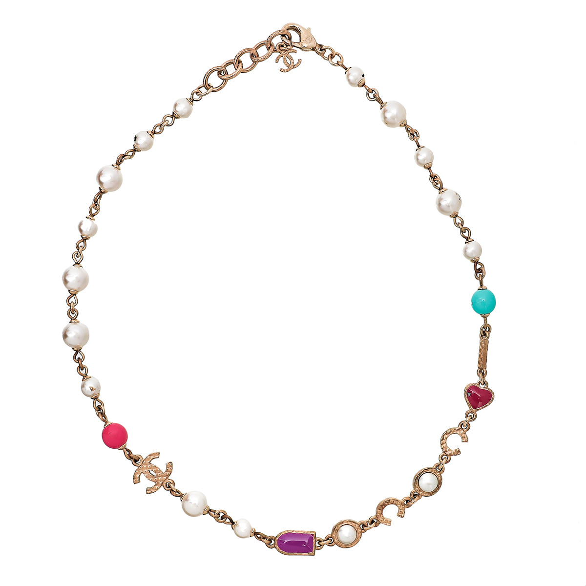 Chanel Light Gold CC Coco Pearl Necklace