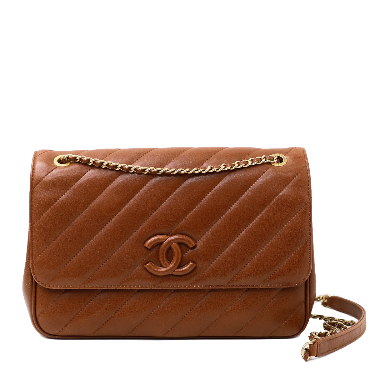 Chanel Brown CC Covered Diagonal Flap Bag-Chanel-THE CLOSET