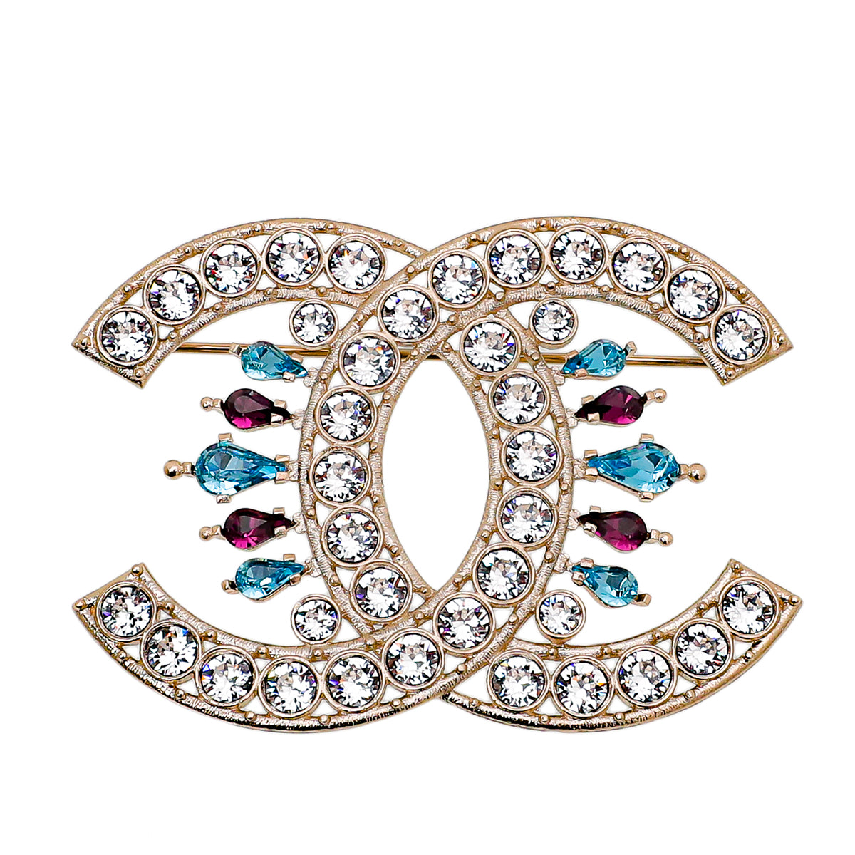 Chanel Gold CC Crystal Brooch-Chanel-THE CLOSET