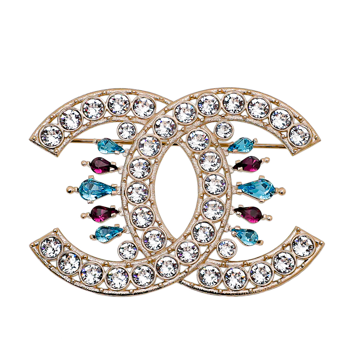 Chanel Gold CC Crystal Brooch – The Closet
