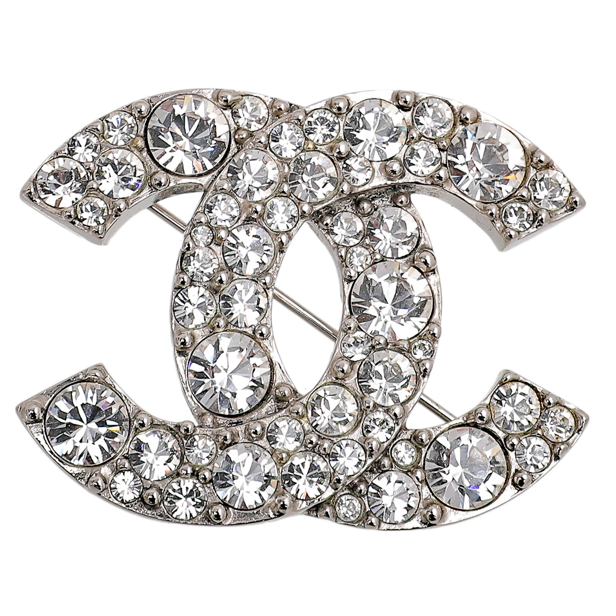 Chanel Silver CC Crystal Brooch-Chanel-THE CLOSET