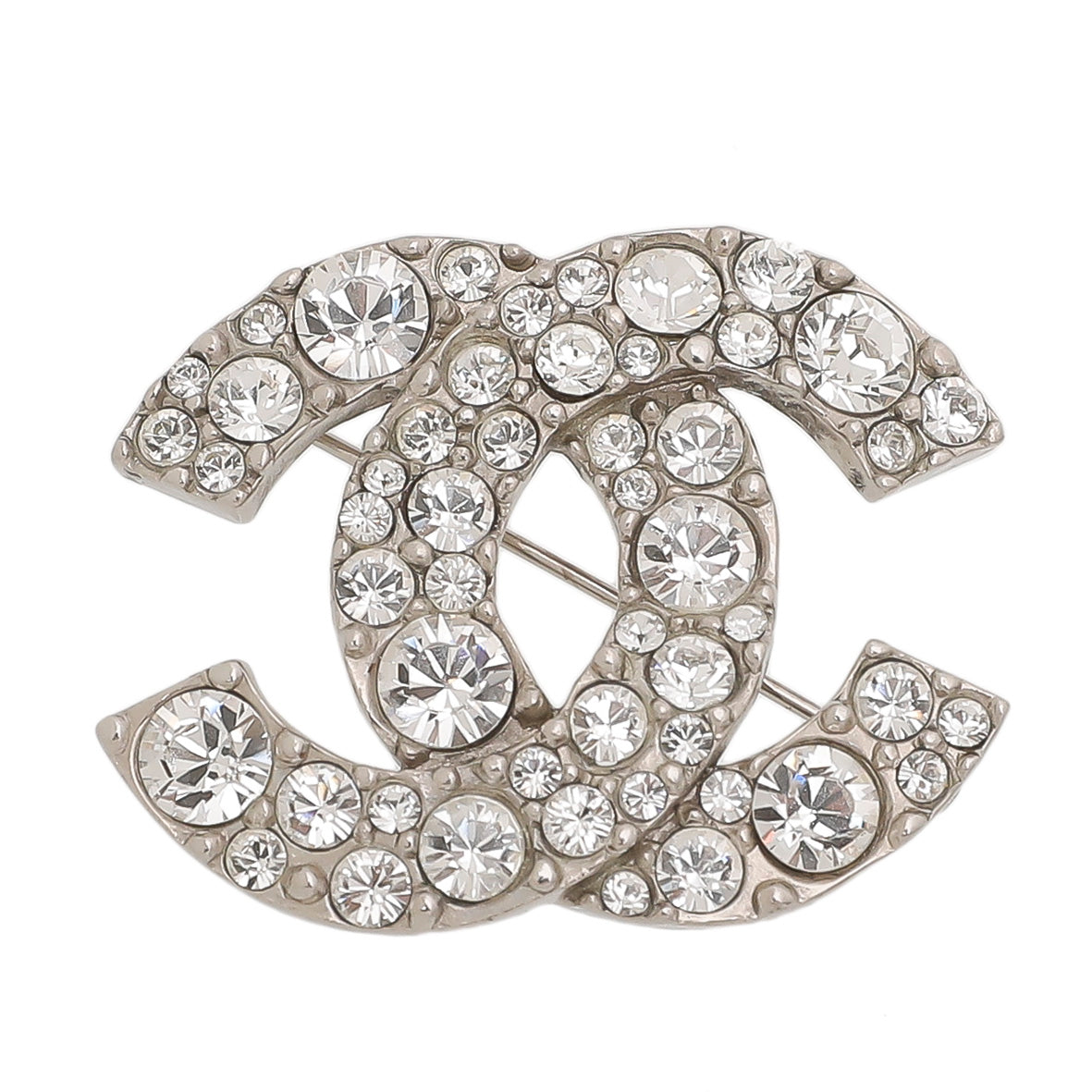Chanel Silver CC Crystal Brooch-Chanel-THE CLOSET