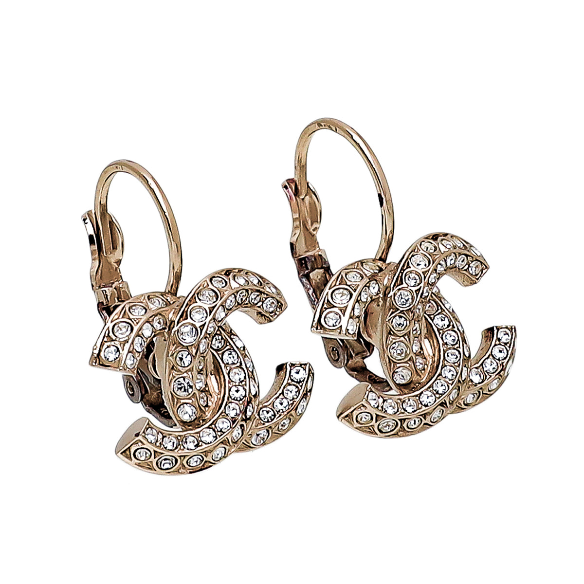 Chanel Gold CC Crystal Dangle Earrings-Chanel-THE CLOSET