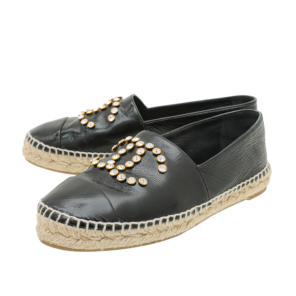 Chanel Black CC Crystal Espadrille Flat 39-Chanel-THE CLOSET