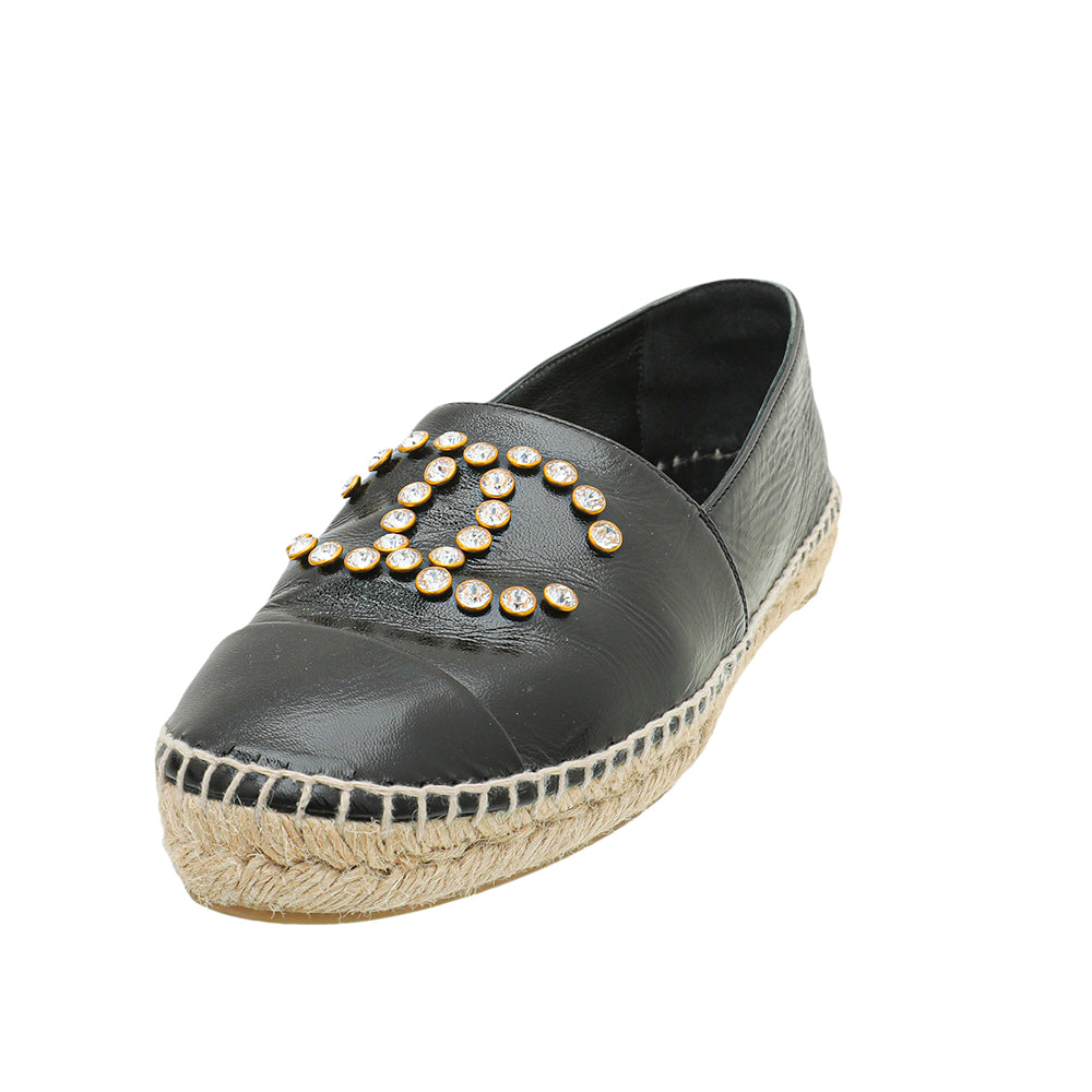 Chanel Black CC Crystal Espadrille Flat 39-Chanel-THE CLOSET