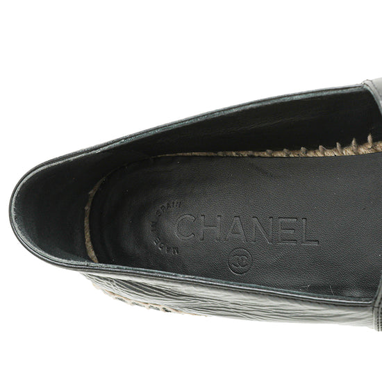 Chanel Black CC Crystal Espadrille Flat 39