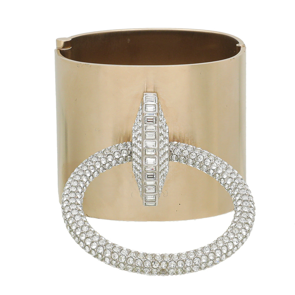 Chanel Gold CC Crystal Ring Wide Cuff Bracelet-Chanel-THE CLOSET