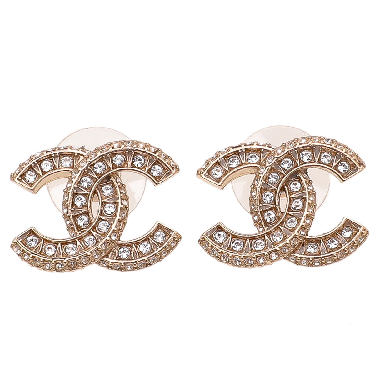 Chanel Gold CC Crystal Stud Earrings – The Closet