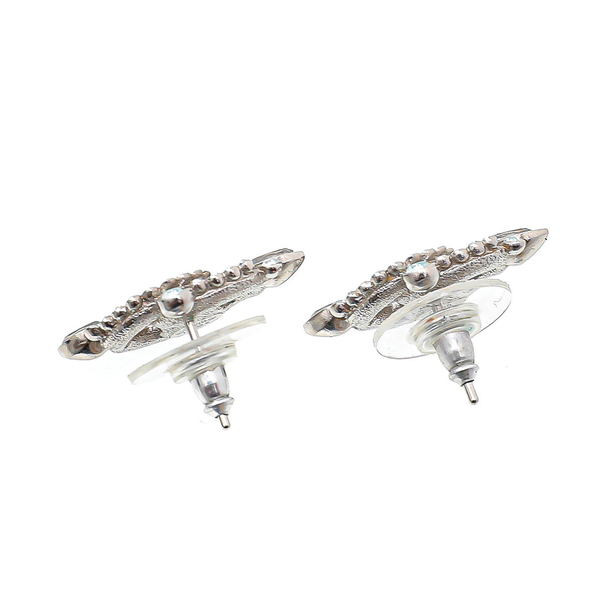 Chanel Silver CC Crystals Earrings-Chanel-THE CLOSET