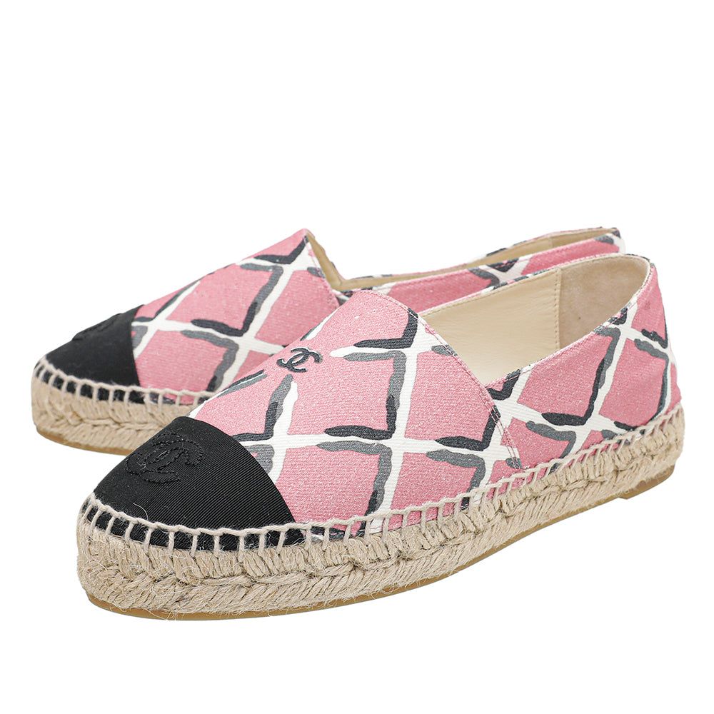 Chanel Multicolor CC Diamond Quilted Print Espadrille 36