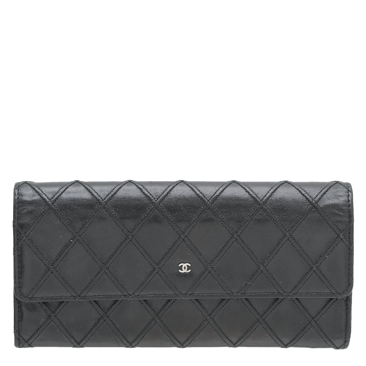 Chanel Black CC Diamond Quilted Flap Wallet