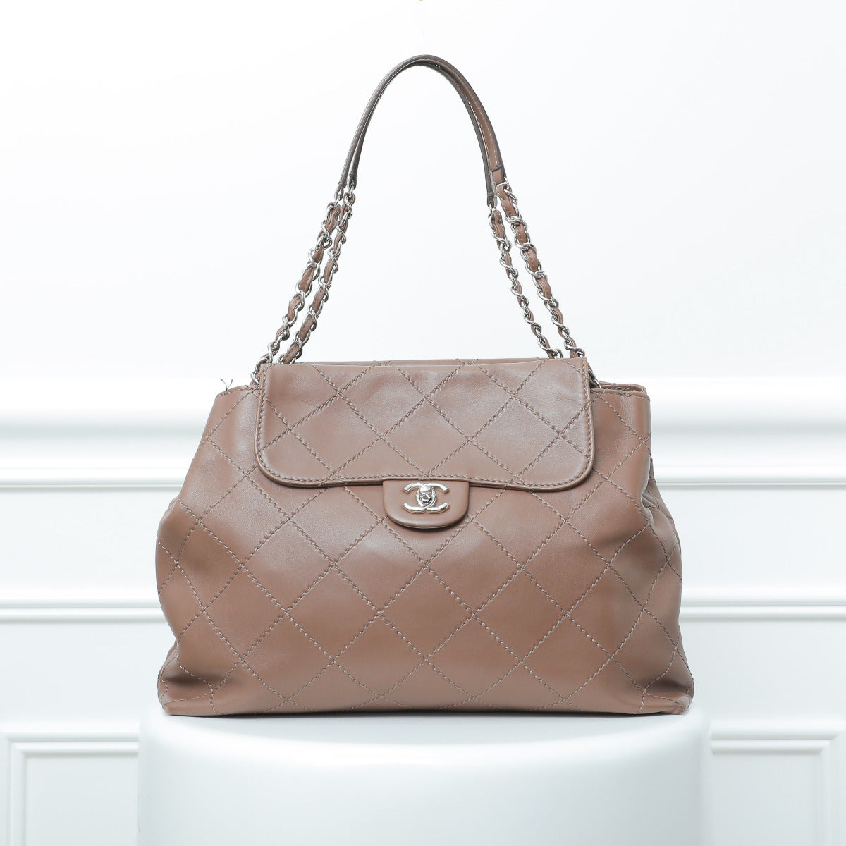 Chanel Brown CC Double Flap Tote Bag