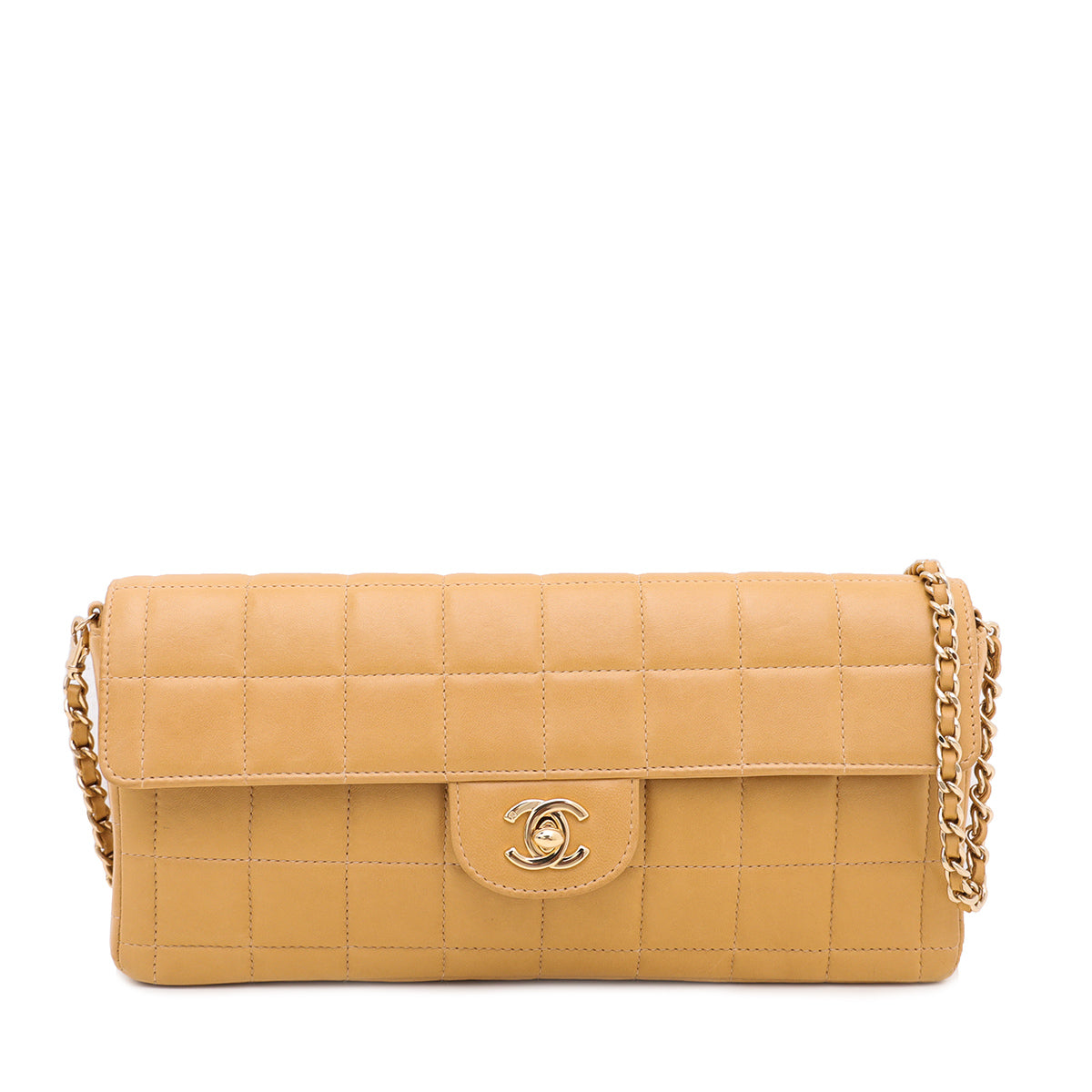 Chanel Camel CC East West Chocolate Bar Flap Bag Medium-Chanel-THE CLOSET