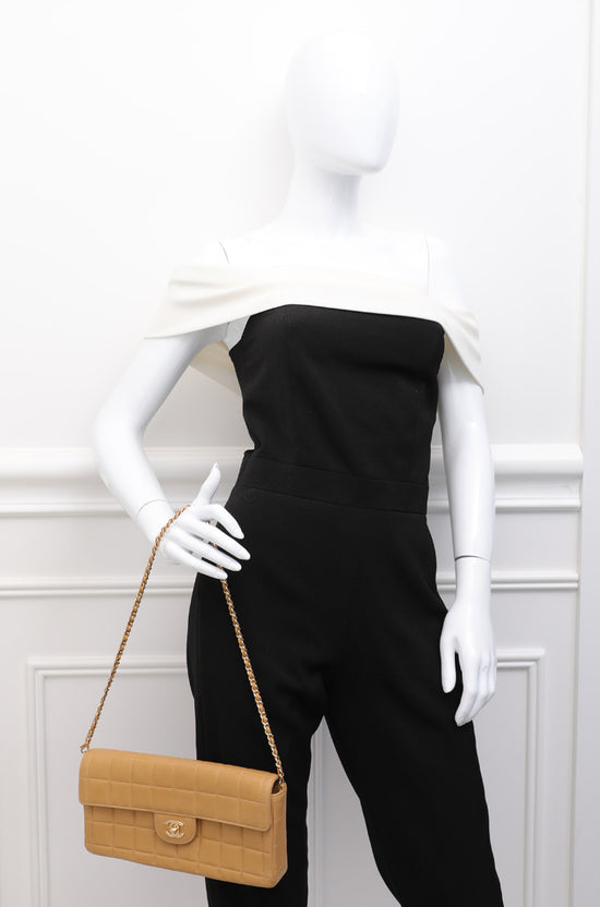 Chanel Camel CC East West Chocolate Bar Flap Bag Medium – The Closet