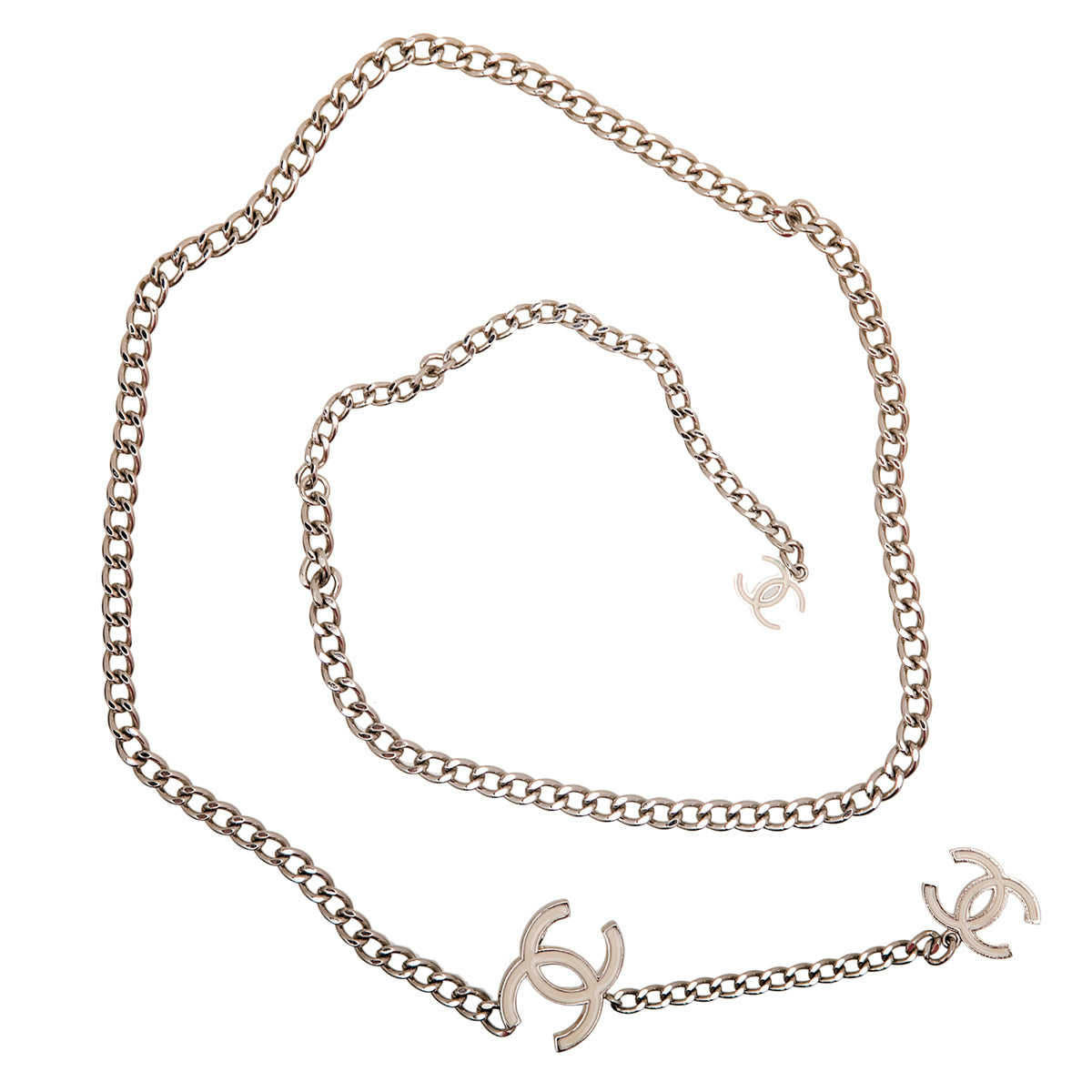 Chanel White CC Enamel Chain Necklace Belt-Chanel-THE CLOSET