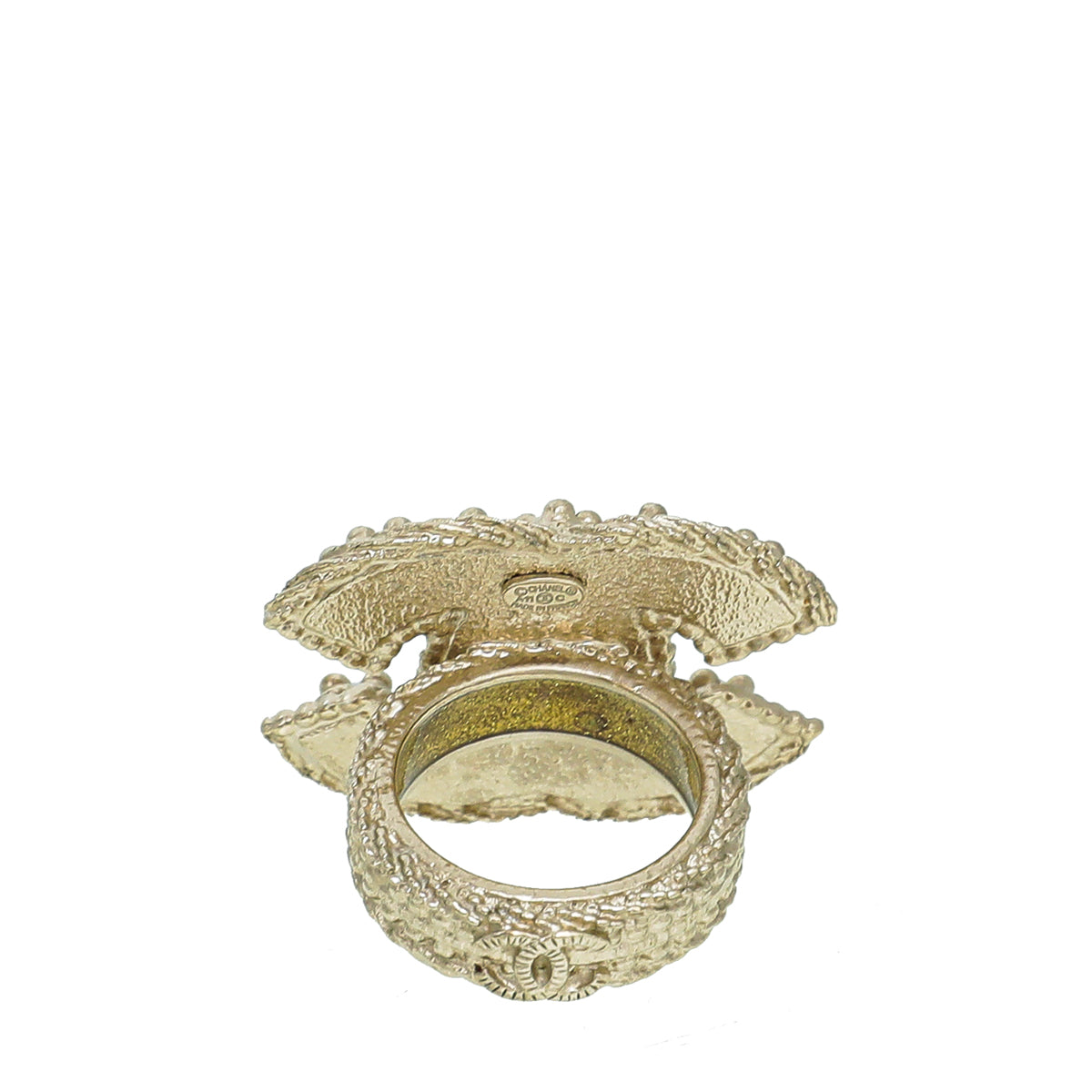 Chanel Gold Tone CC Faux Pearl Ring Medium-Chanel-THE CLOSET