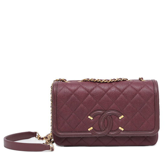 Chanel Burgundy CC Filigree Flap Small – The Closet