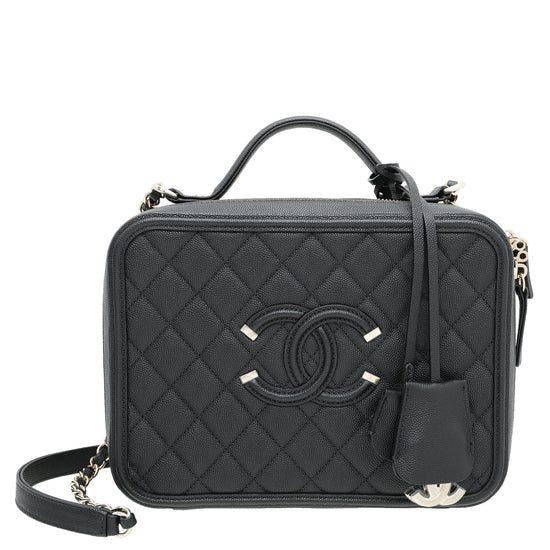 Chanel Black CC Filigree Vanity Bag