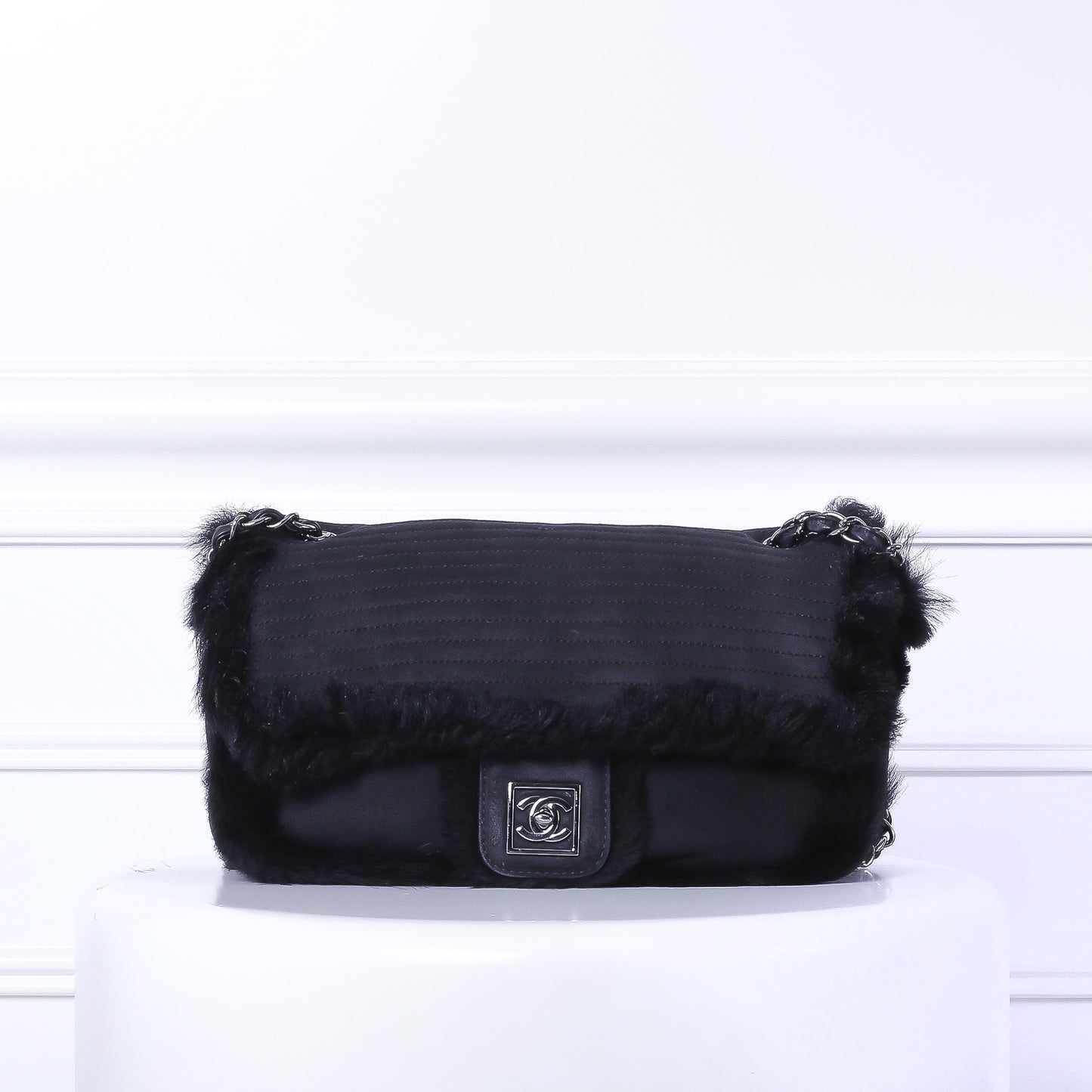 Chanel Black Mink Fur CC Flap Bag-Chanel-THE CLOSET