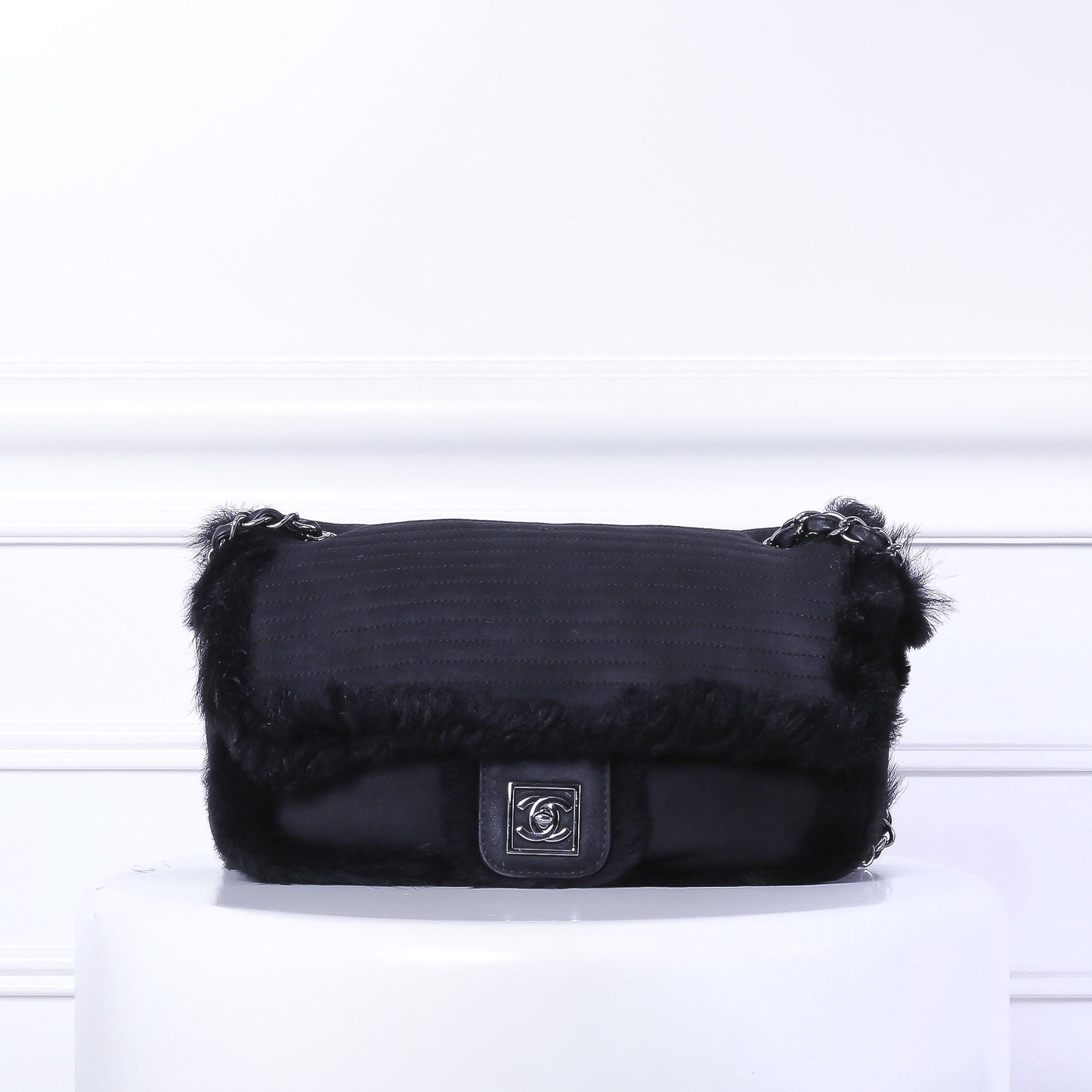 Chanel Black Mink Fur CC Flap Bag