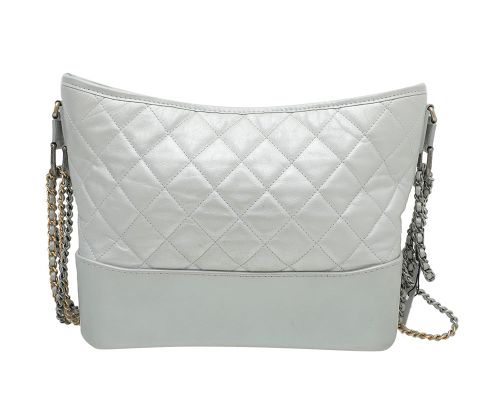 Chanel Light Grey CC Gabrielle Hobo Bag