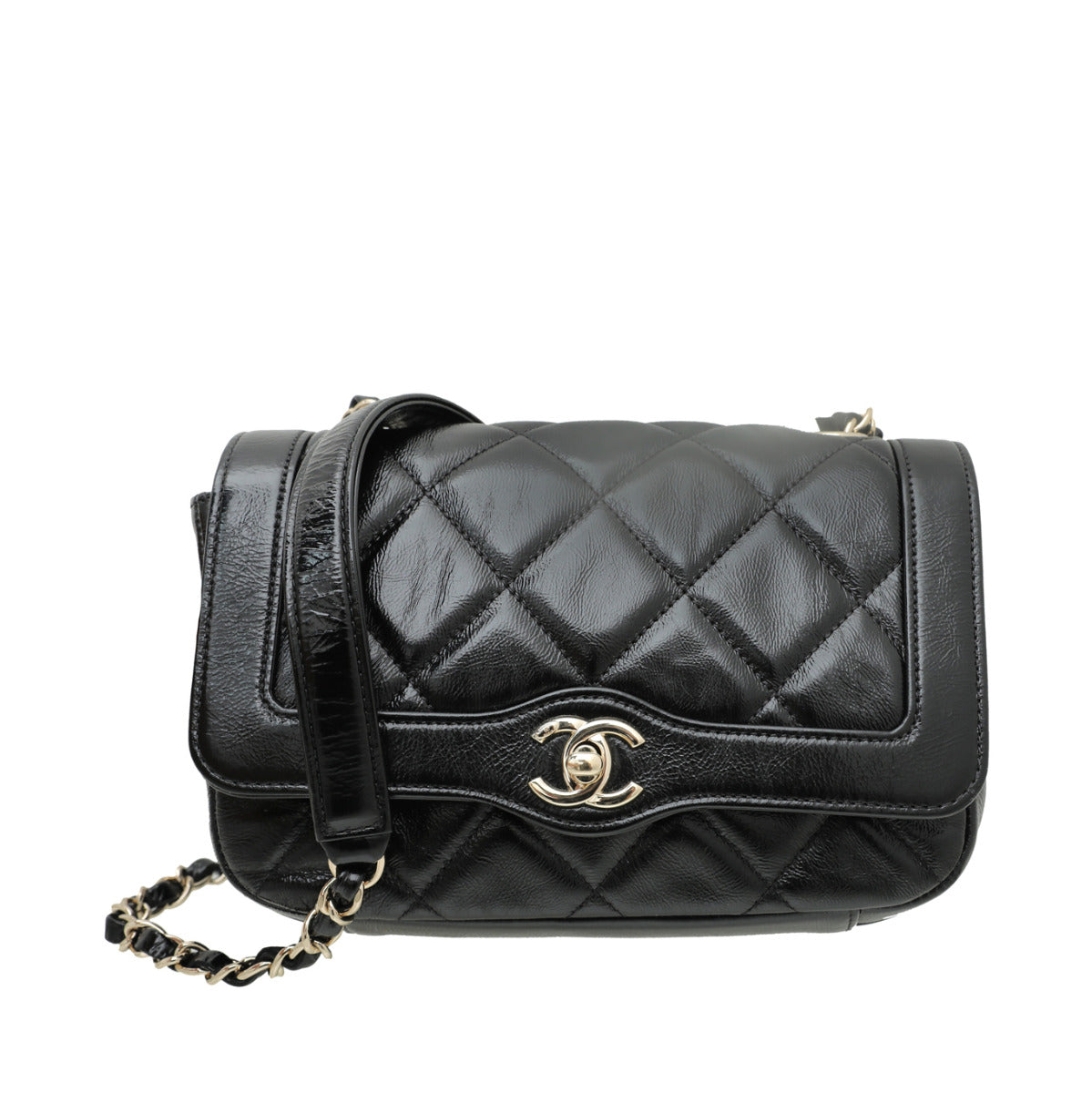 Chanel Black CC Glazed Flap Bag-Chanel-THE CLOSET