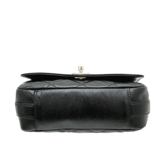 Chanel Black CC Glazed Flap Bag