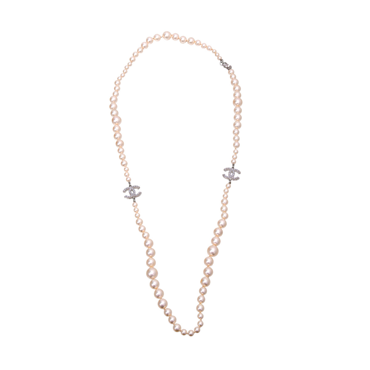 Chanel White CC Graduated Pearl Necklace-Chanel-THE CLOSET