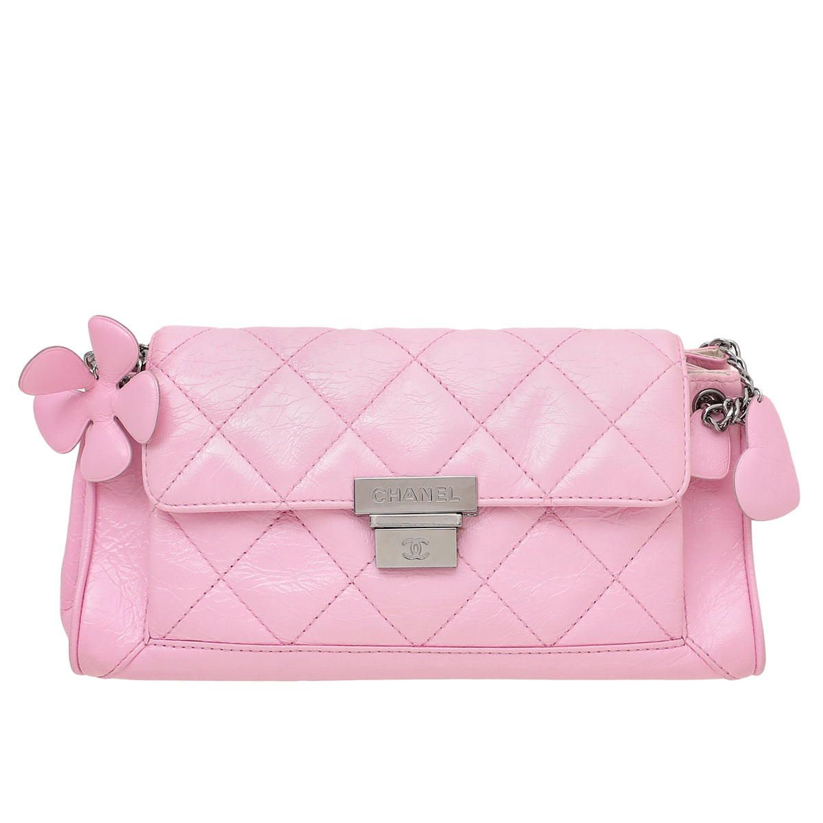 Chanel Pink CC Heart Flower Charms Accordion Bag