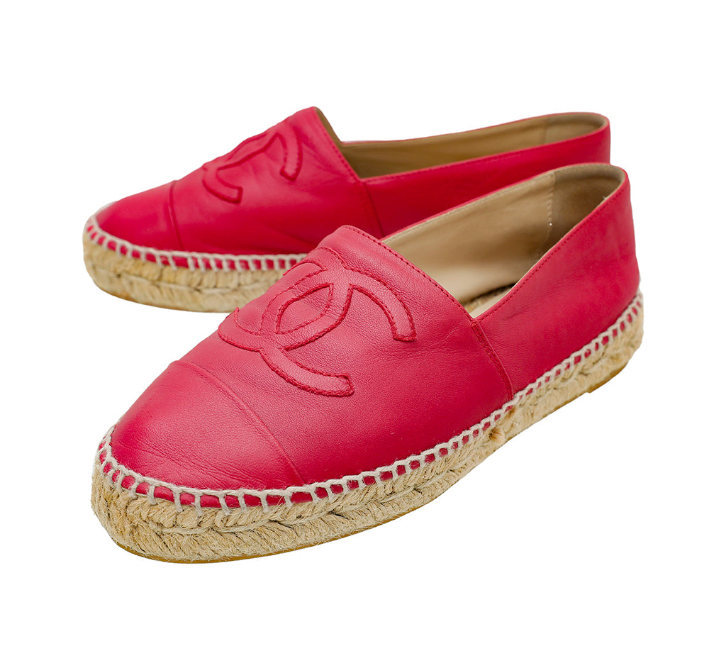 Chanel Red CC Cap Toe Espadrille 35-Chanel-THE CLOSET