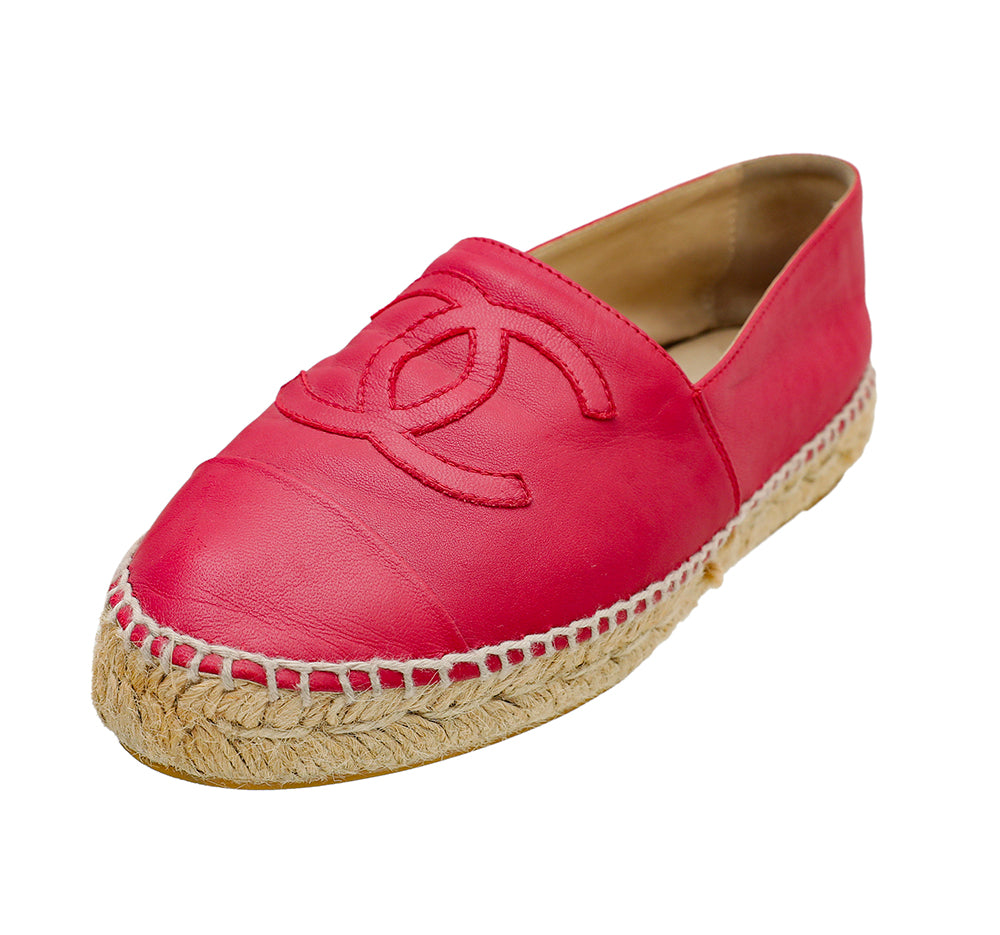 Chanel Red CC Cap Toe Espadrille 35-Chanel-THE CLOSET