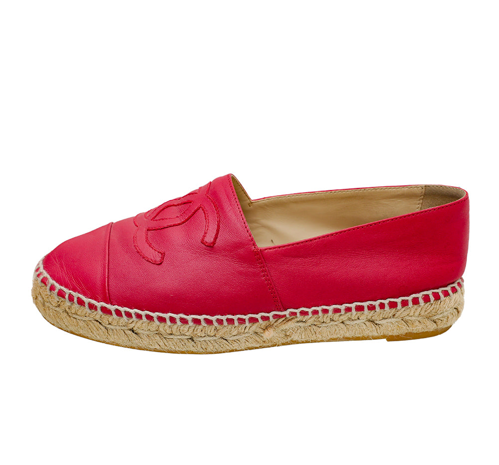 Chanel Red CC Cap Toe Espadrille 35-Chanel-THE CLOSET