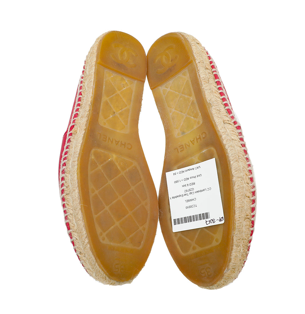 Chanel Red CC Cap Toe Espadrille 35-Chanel-THE CLOSET