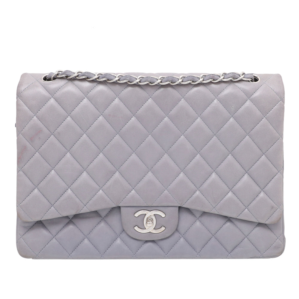 Chanel Grey CC Classique Double Flap Maxi Bag