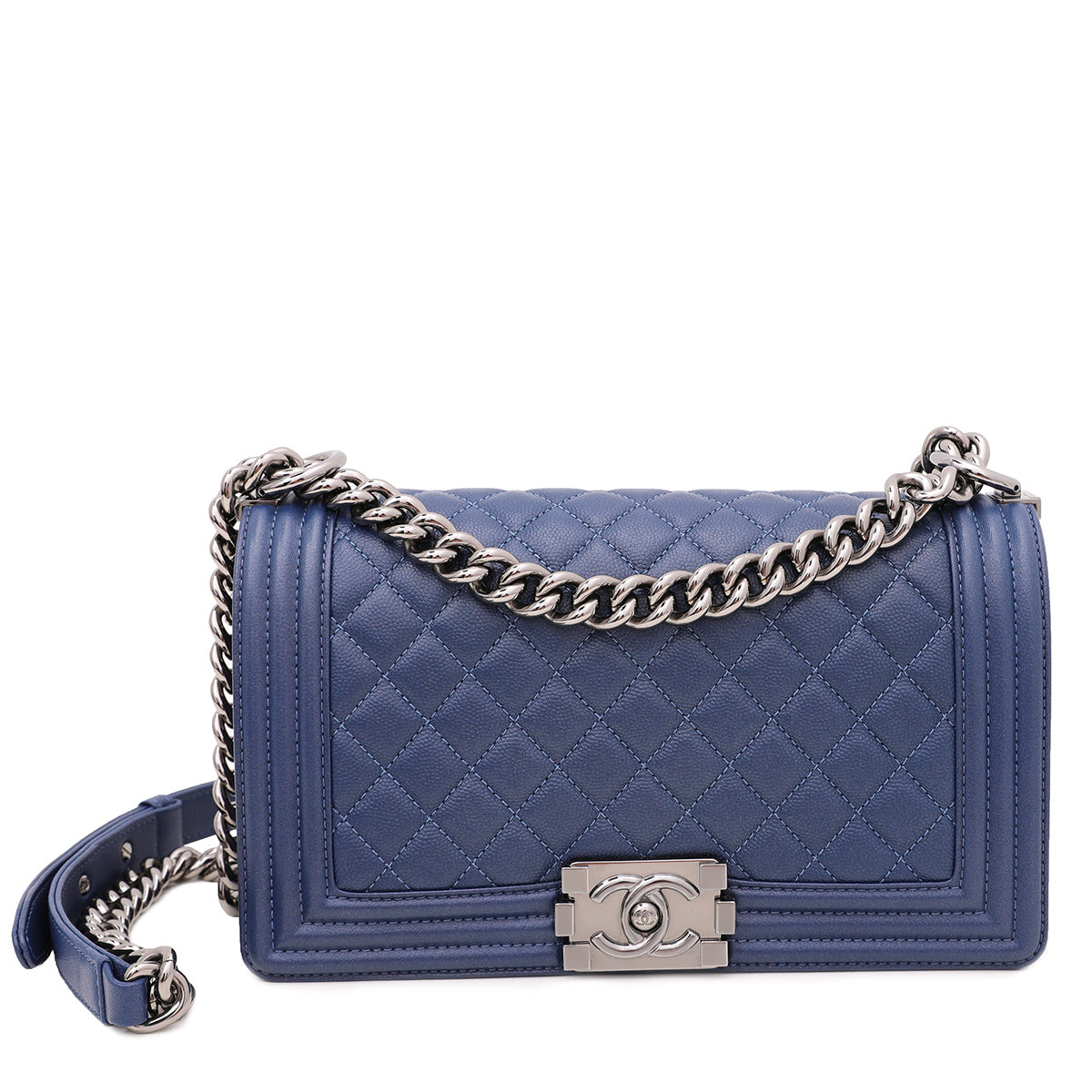 Chanel Blue CC Le Boy Bag Medium-Chanel-THE CLOSET