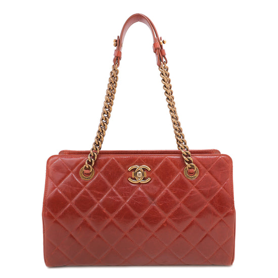 Chanel Brown Glazed CC Lock Tote Bag