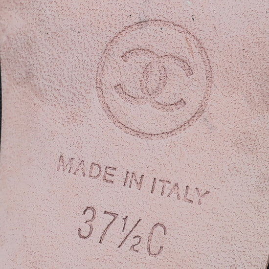 Chanel Black CC Logo Cap Toe Fabric Pumps 37.5