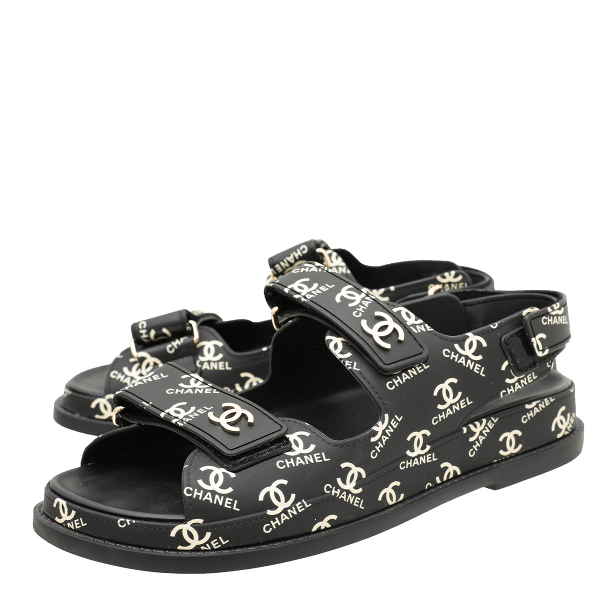Chanel black logo sandals cruise 2020 Clearance