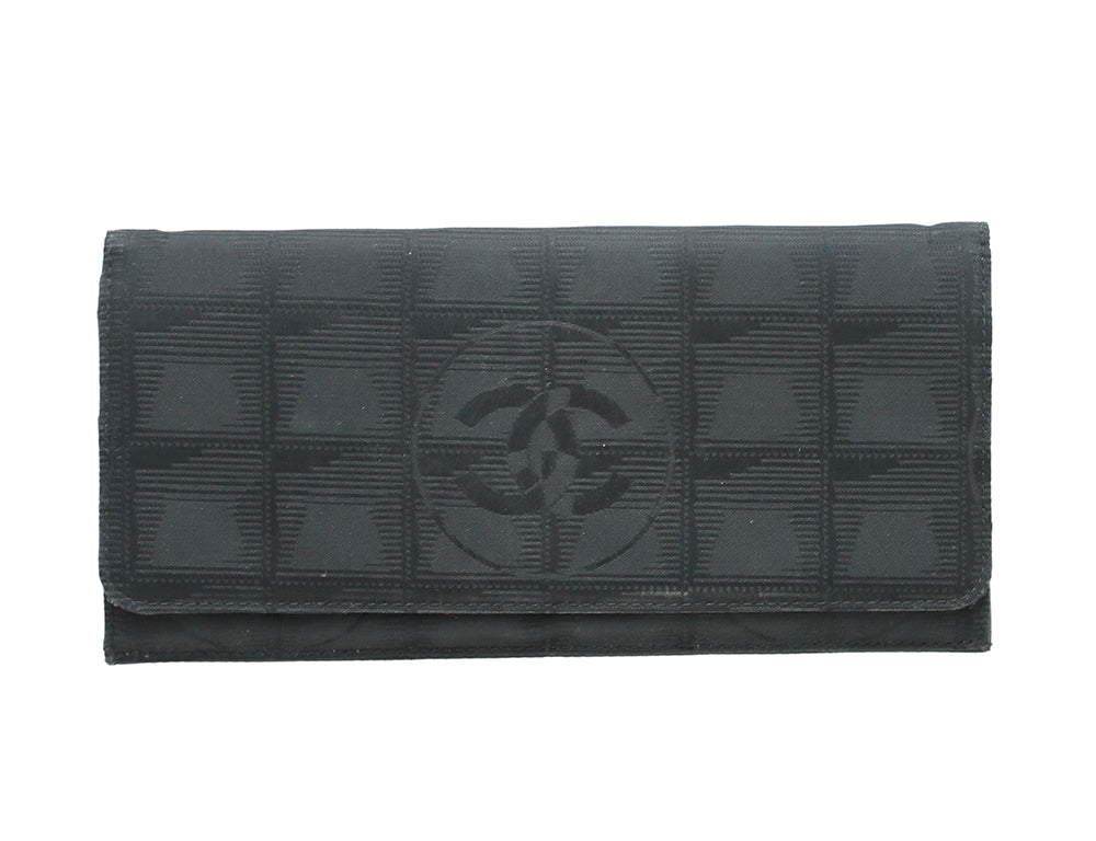 Chanel Black CC Logo Travel Line Flap Wallet-Chanel-THE CLOSET