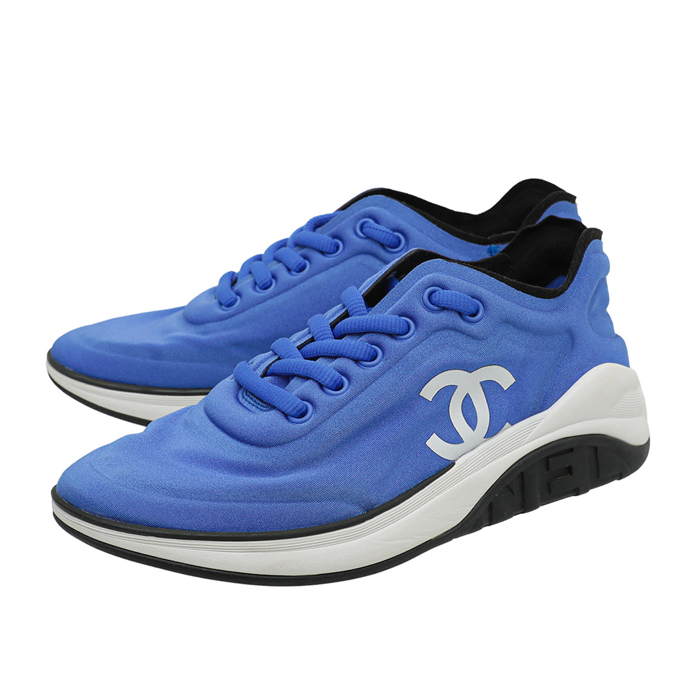 Chanel Blue CC Lycra Sneakers 36