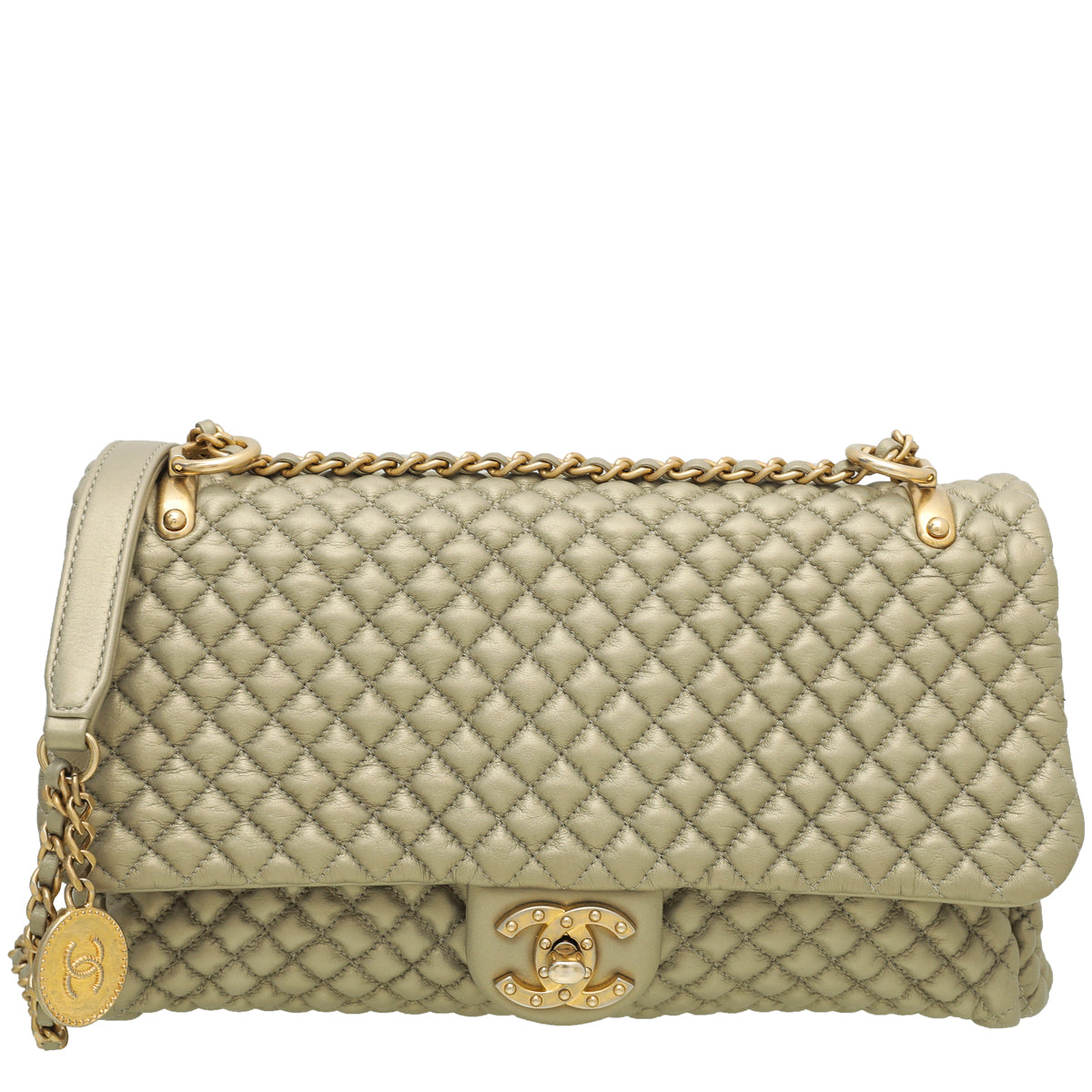 Chanel Metallic Gold CC Medallion Charm Micro Flap Bag-Chanel-THE CLOSET