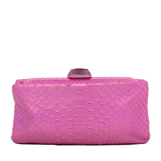 Chanel Pink CC Metallic Python Clutch