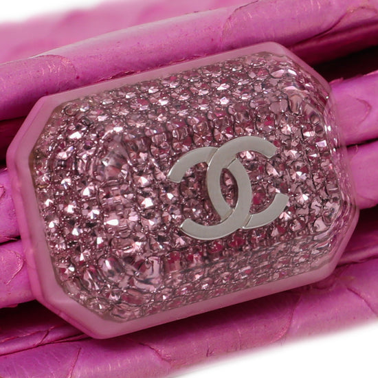 Chanel Pink CC Metallic Python Clutch