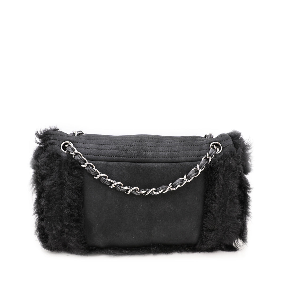 Chanel Black CC Mouton Fur Flap Bag-Chanel-THE CLOSET