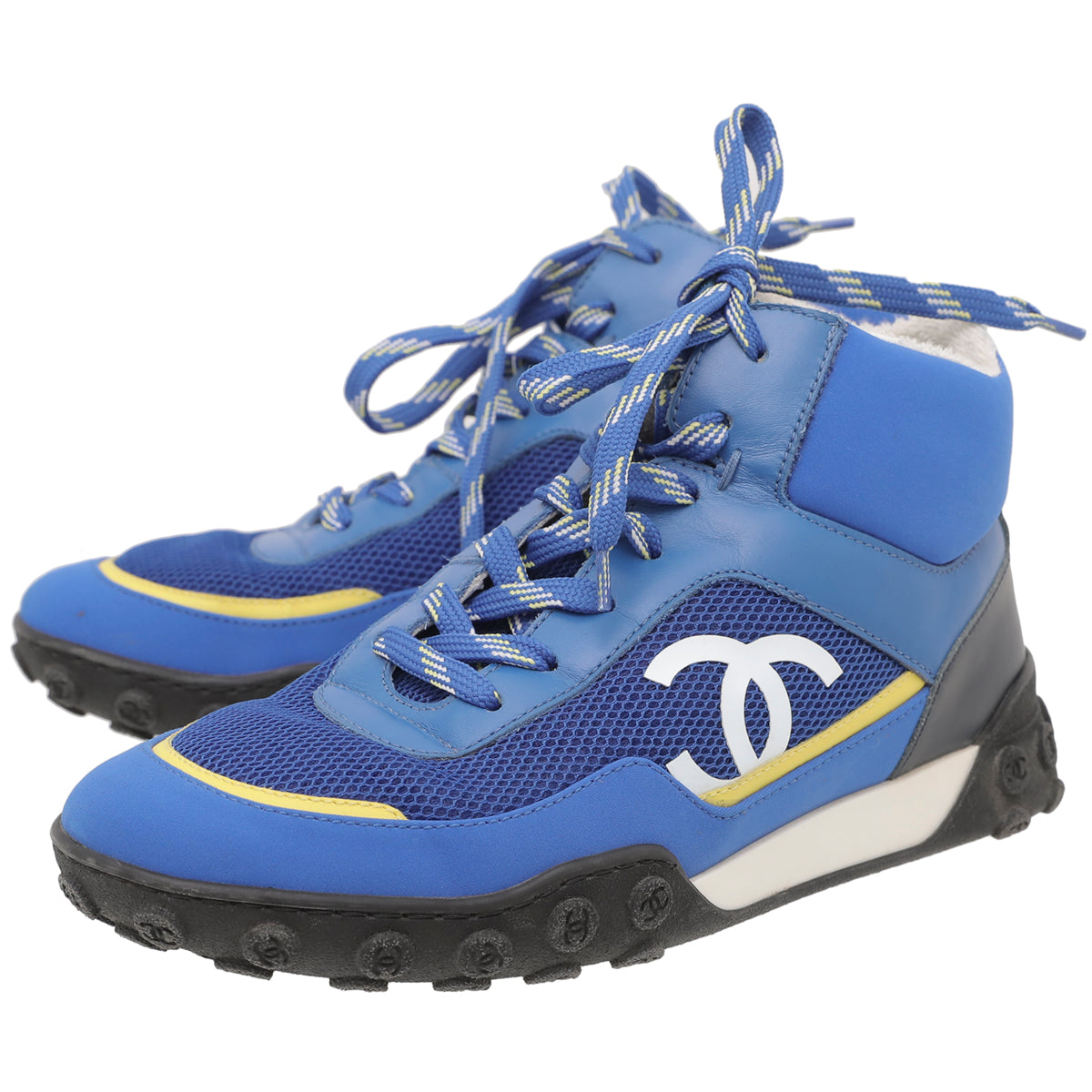 Chanel Multicolor CC Nylon Mesh High Top Warm Sneakers 35.5-Chanel-THE CLOSET
