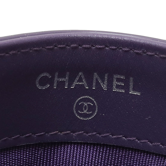 Chanel Violet CC Quilted Card Holder