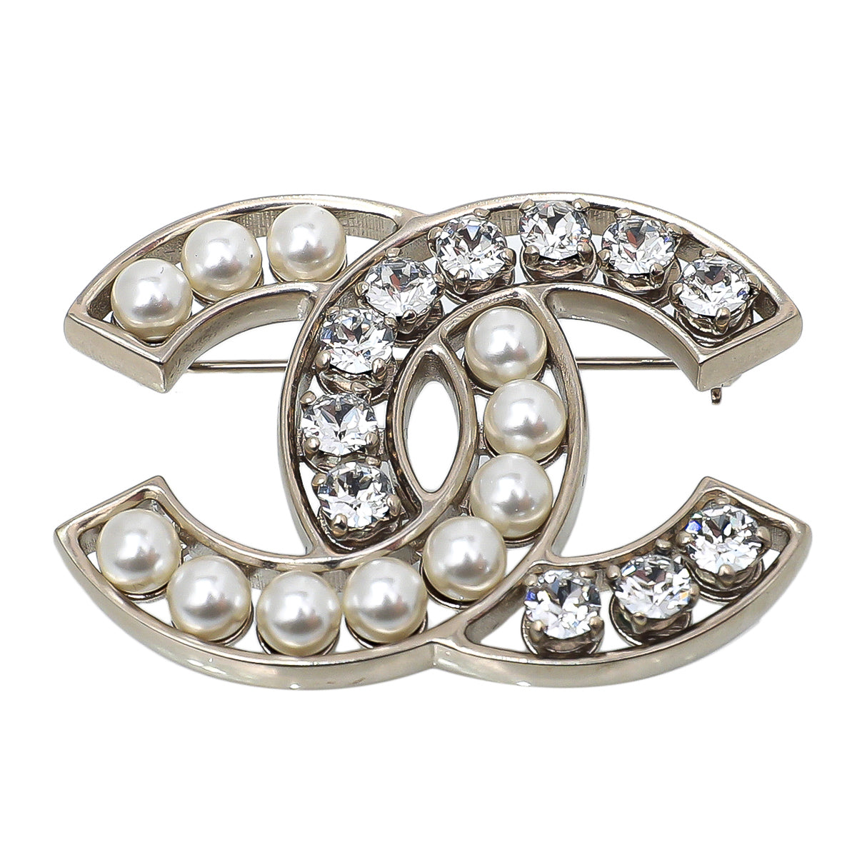 Chanel Light Gold CC Pearl and Crystal Brooch-Chanel-THE CLOSET
